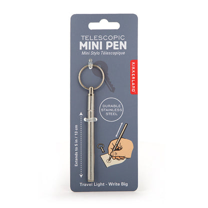 Kikkerland Telescopic Mini Keyring Pen - Stainless Steel - image 3