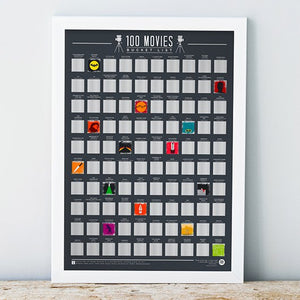 Top 100 Movies Bucket List Poster Scratch Poster