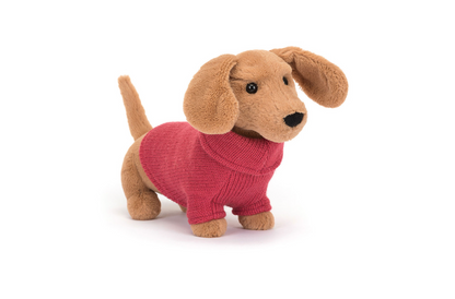 Sweater Sausage Dog Pink Official Jellycat Soft Toy