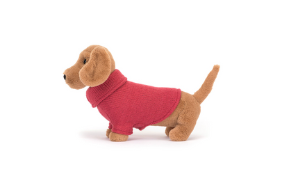 Sweater Sausage Dog Pink Official Jellycat Soft Toy