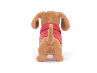 Sweater Sausage Dog Pink Official Jellycat Soft Toy
