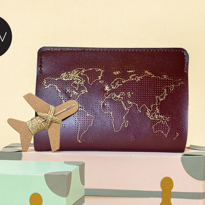 Chasing Threads - Passport Cover | Stitch Passport Cover | Maroon
