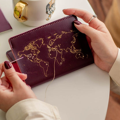 Chasing Threads - Passport Cover | Stitch Passport Cover | Maroon