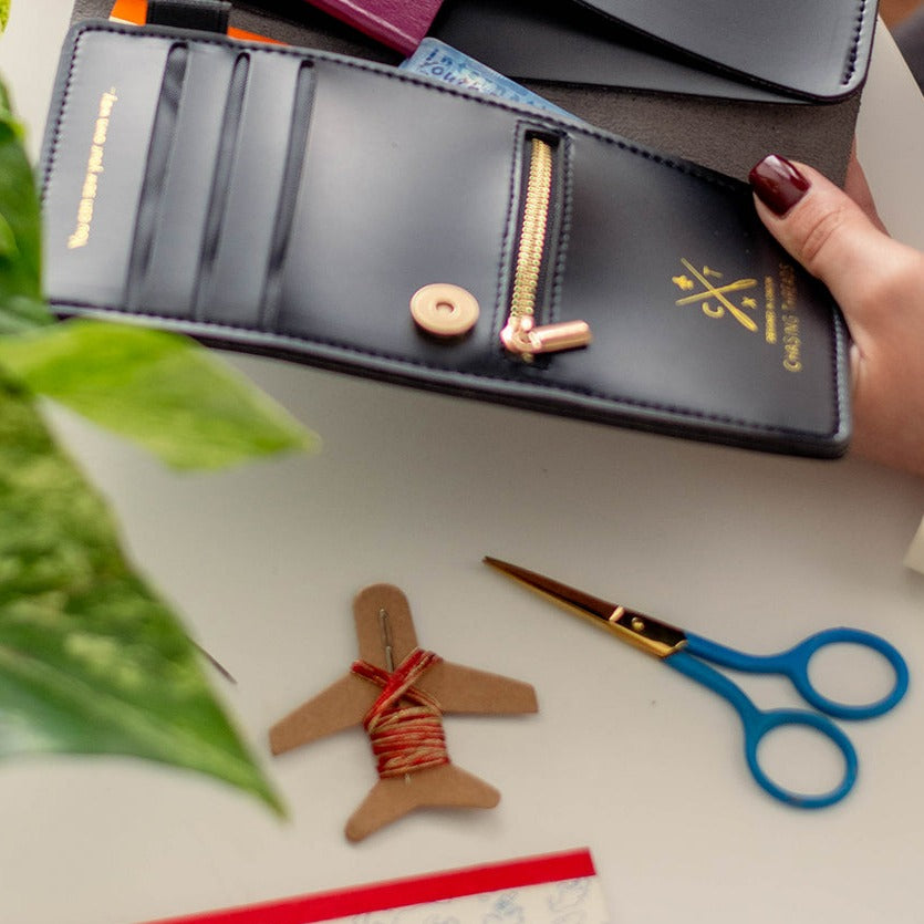 Chasing Threads - Wallets | Stitch Travel Wallet | Black - Vegan