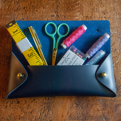 Chasing Threads - Wallets | Stitch Pencil Case / Glasses Holder |  Navy Vegan