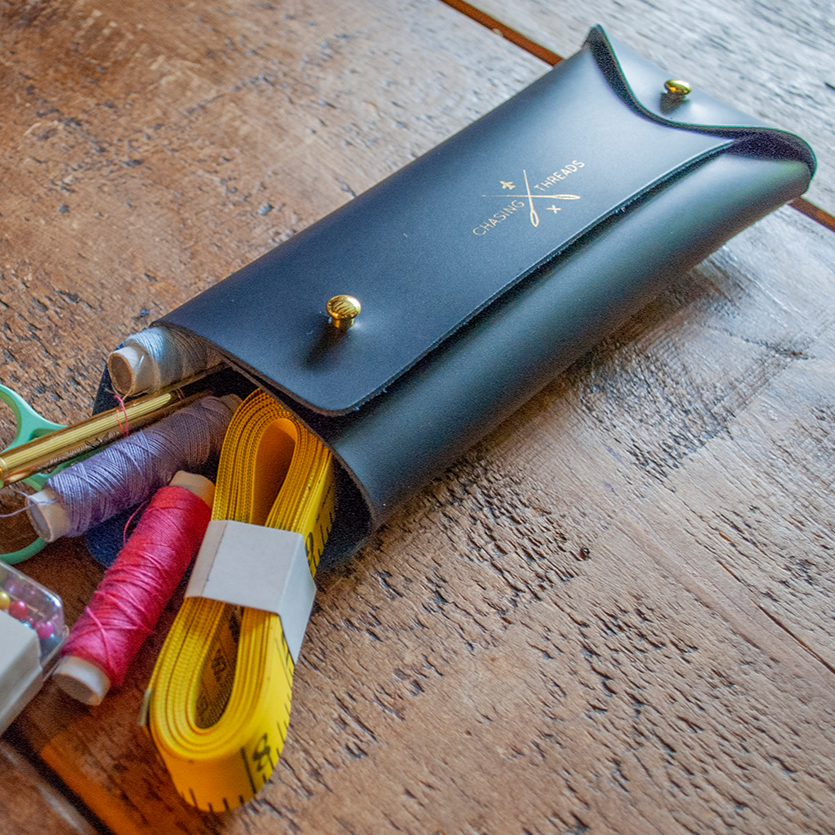 Chasing Threads - Wallets | Stitch Pencil Case / Glasses Holder |  Navy Vegan