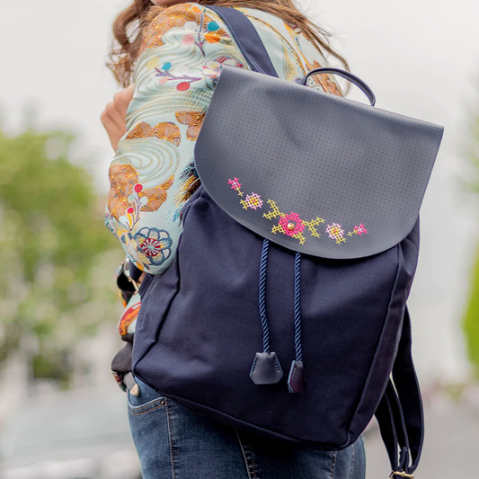 Chasing Threads - Backpack | Stitch Backpack | Navy - Vegan