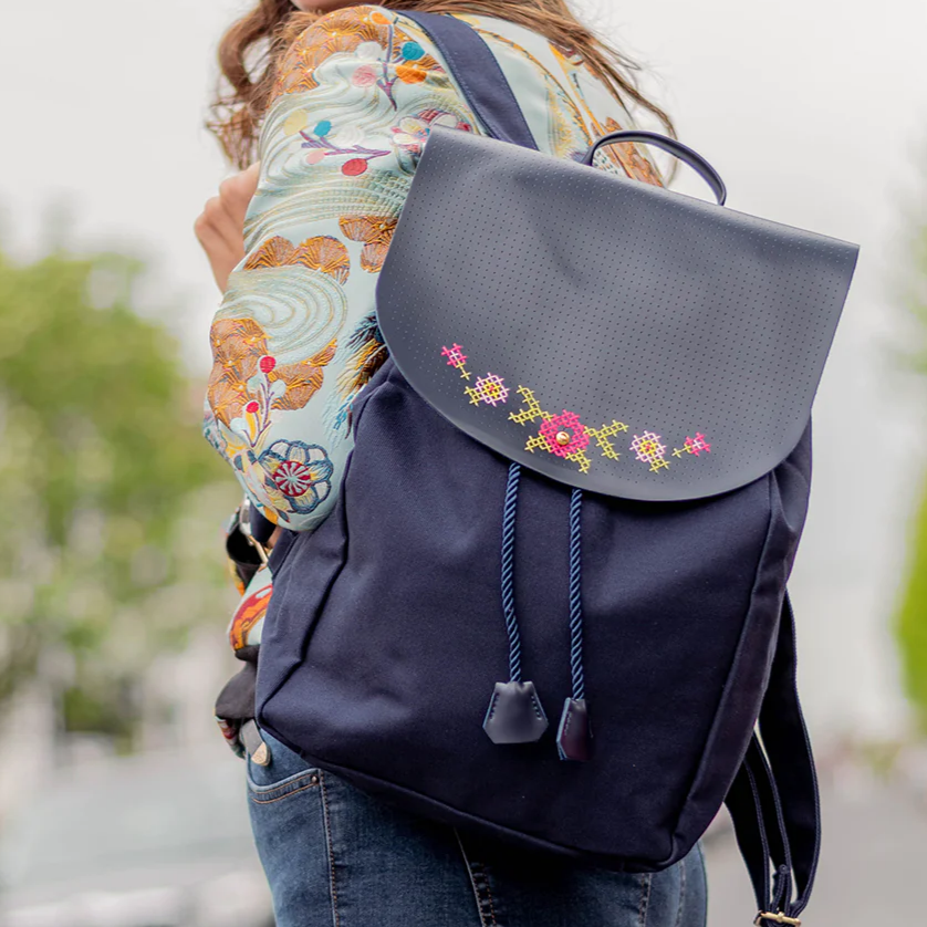 Chasing Threads - Backpack | Stitch Backpack | Navy - Vegan