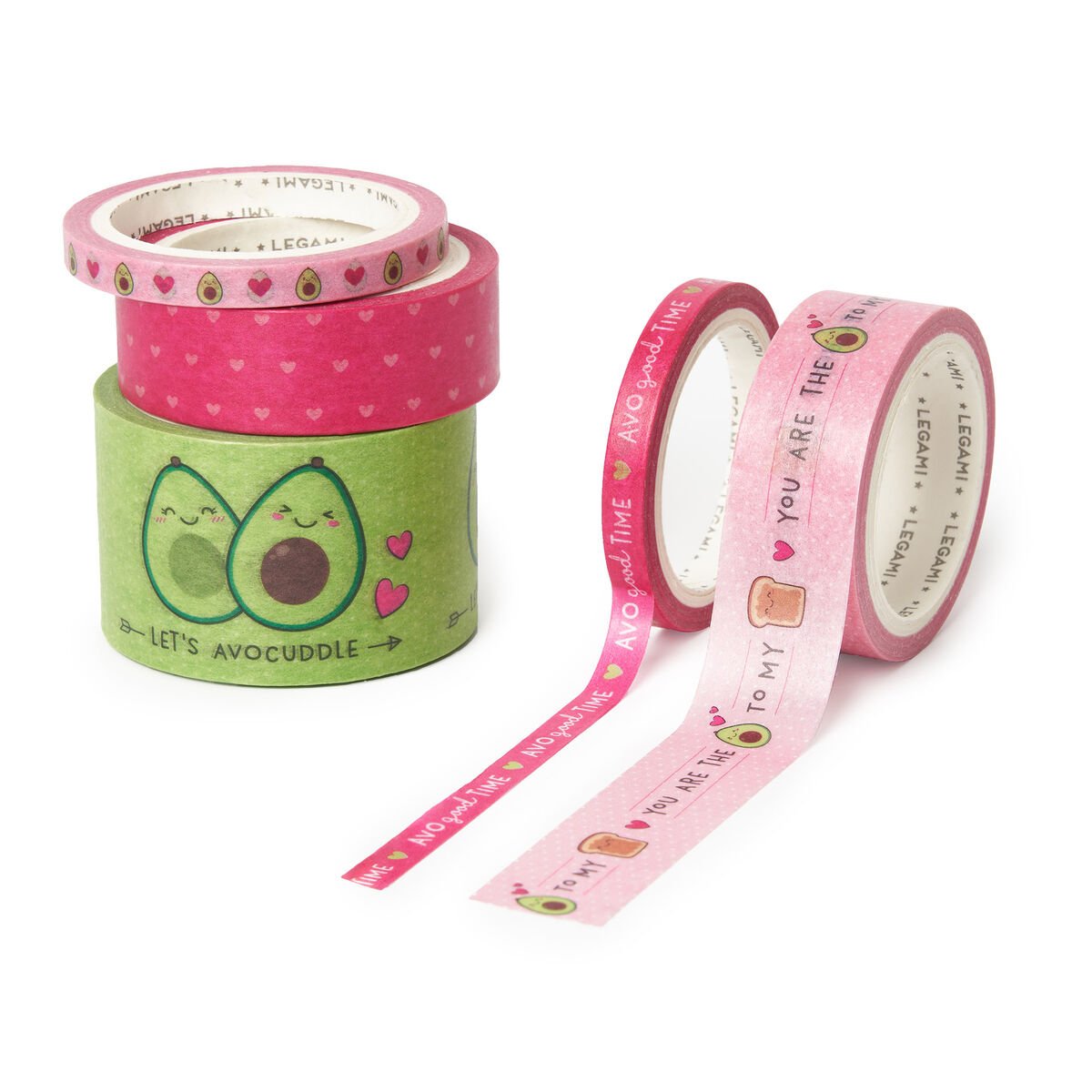 Decorative Avocado Paper Sticky Tapes - Tape By Tape - Set of 5 - Image 1