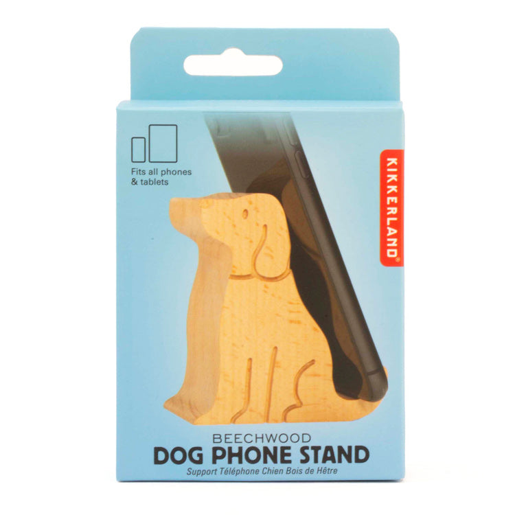 Kikkerland Dog Wooden Phone Stand - Beechwood - image 3