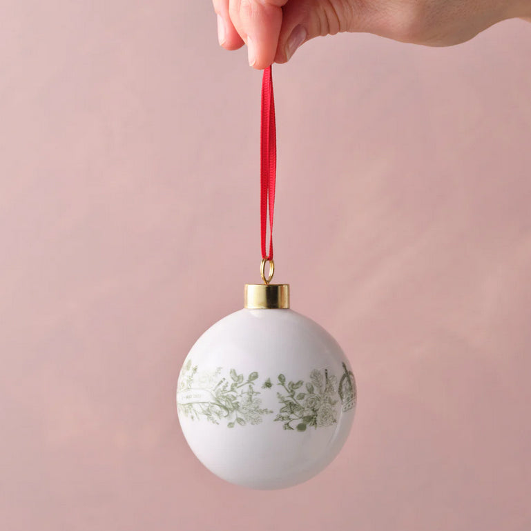 King Charles III Coronation Bauble in White and Green
