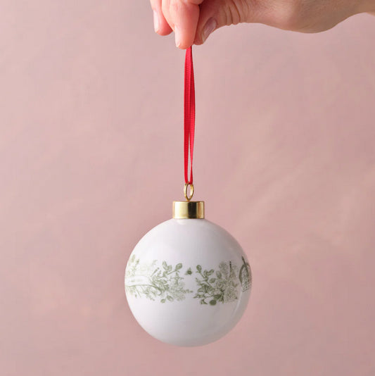 King Charles III Coronation Bauble in White and Green