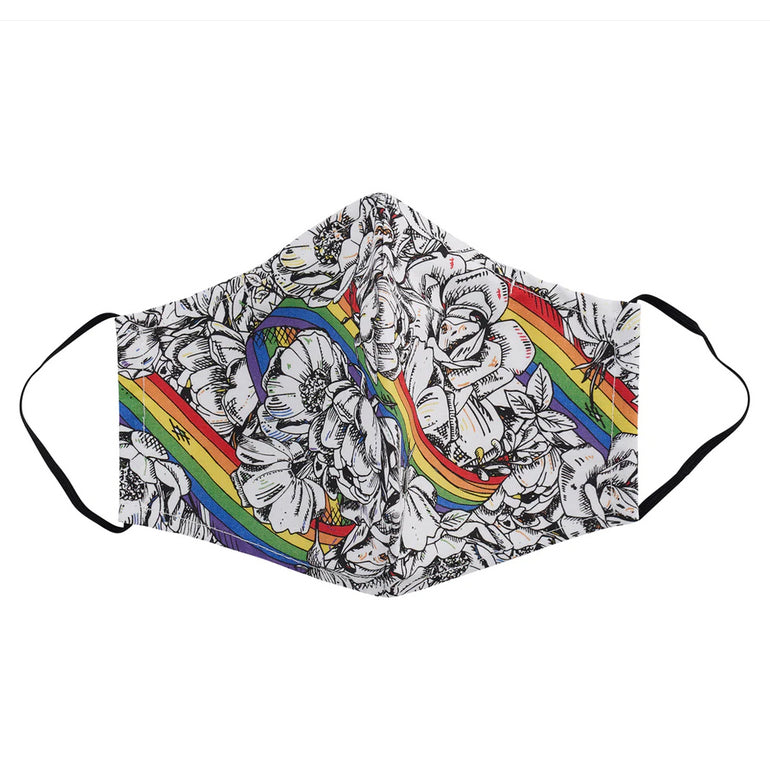 Victoria Eggs Roses and Rainbow Fabric Face Mask