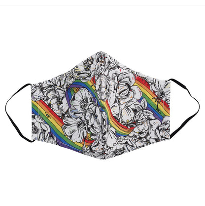 Victoria Eggs Roses and Rainbow Fabric Face Mask