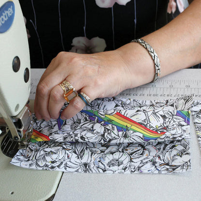 Victoria Eggs Roses and Rainbow Fabric Face Mask