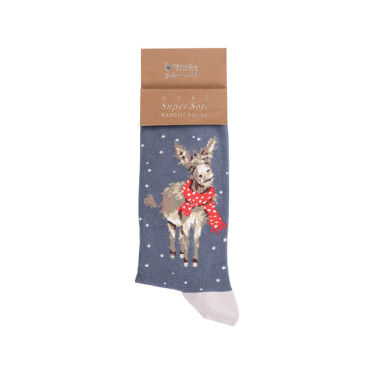 Wrendale Designs Men's Christmas Bamboo Socks - All Wrapped Up Donkey