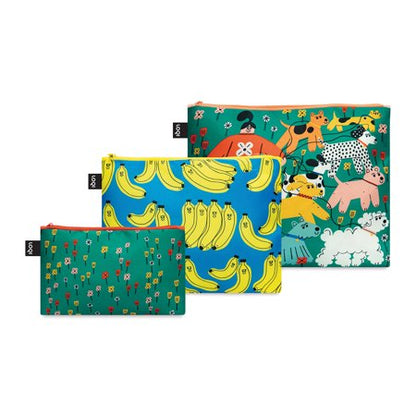 LOQI - Zip Pouche | Tess Smith-Roberts | Zip Pocket Set of 3