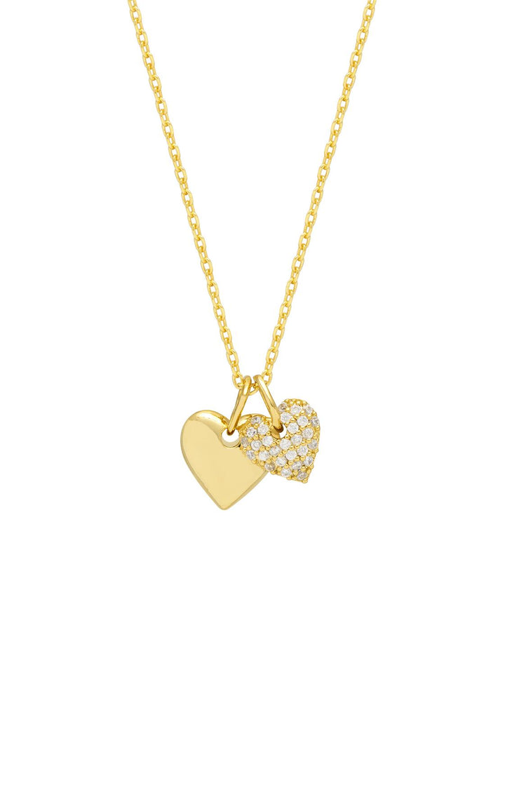 Estella Bartlett - Keep Shining | Pave Double Heart Charm Necklace | Gold Plated