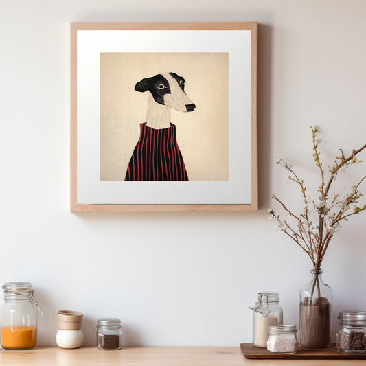 Animals Art Dog Black/ Red Jumper Art Print