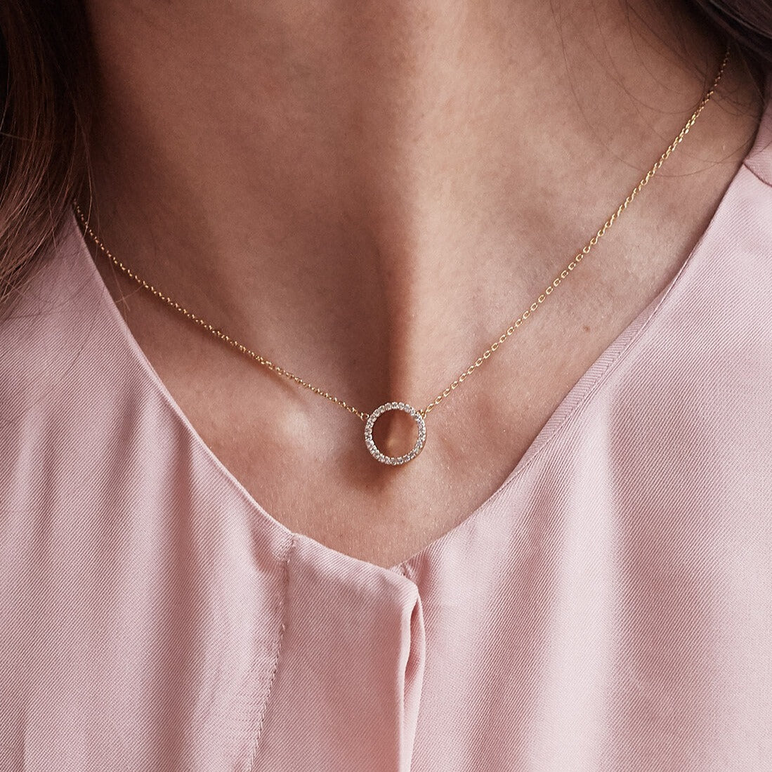 Estella Bartlett - Necklace | Circle CZ Necklace | Gold Plated