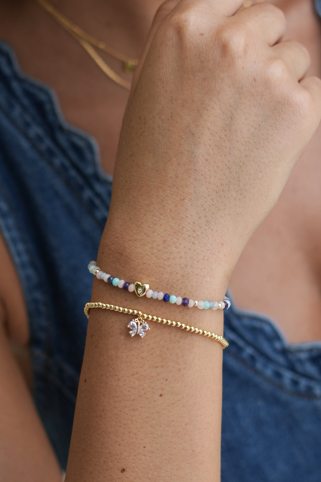 Estella Bartlett Pastel Gemstone CZ Heart Amelia Bracelet - Gold Plated - image 2