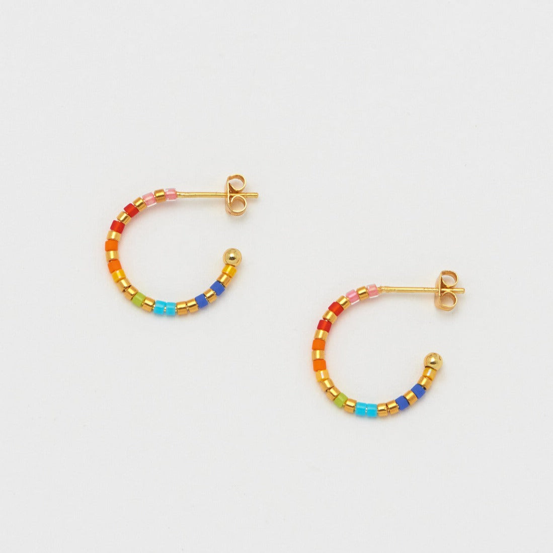 Estella Bartlett - Earrings | Rainbow Beaded Hoop Earrings | Gold Plated