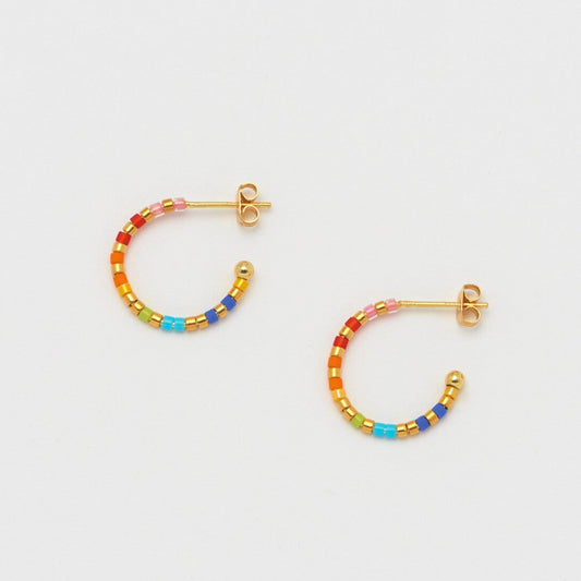 Estella Bartlett - Earrings | Rainbow Beaded Hoop Earrings | Gold Plated