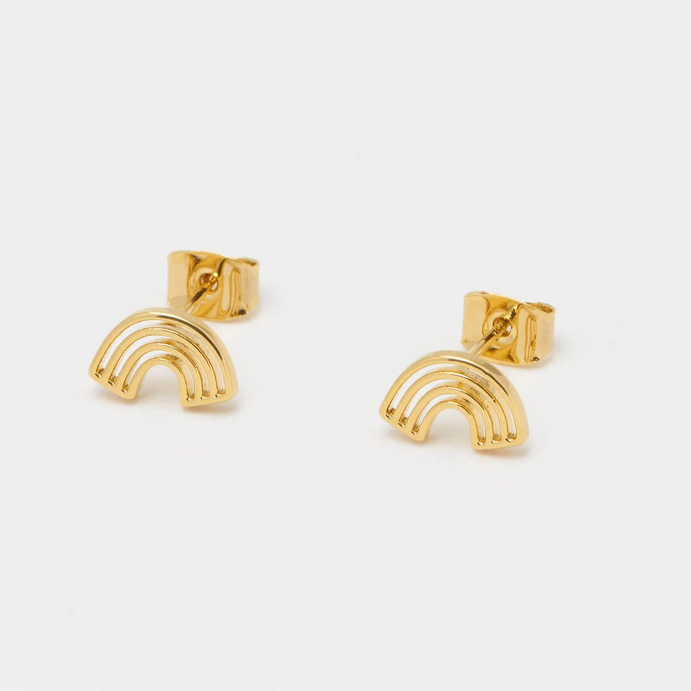 Estella Bartlett - Earrings | Minimalist Cutout Rainbow Stud Earrings | Gold Plated