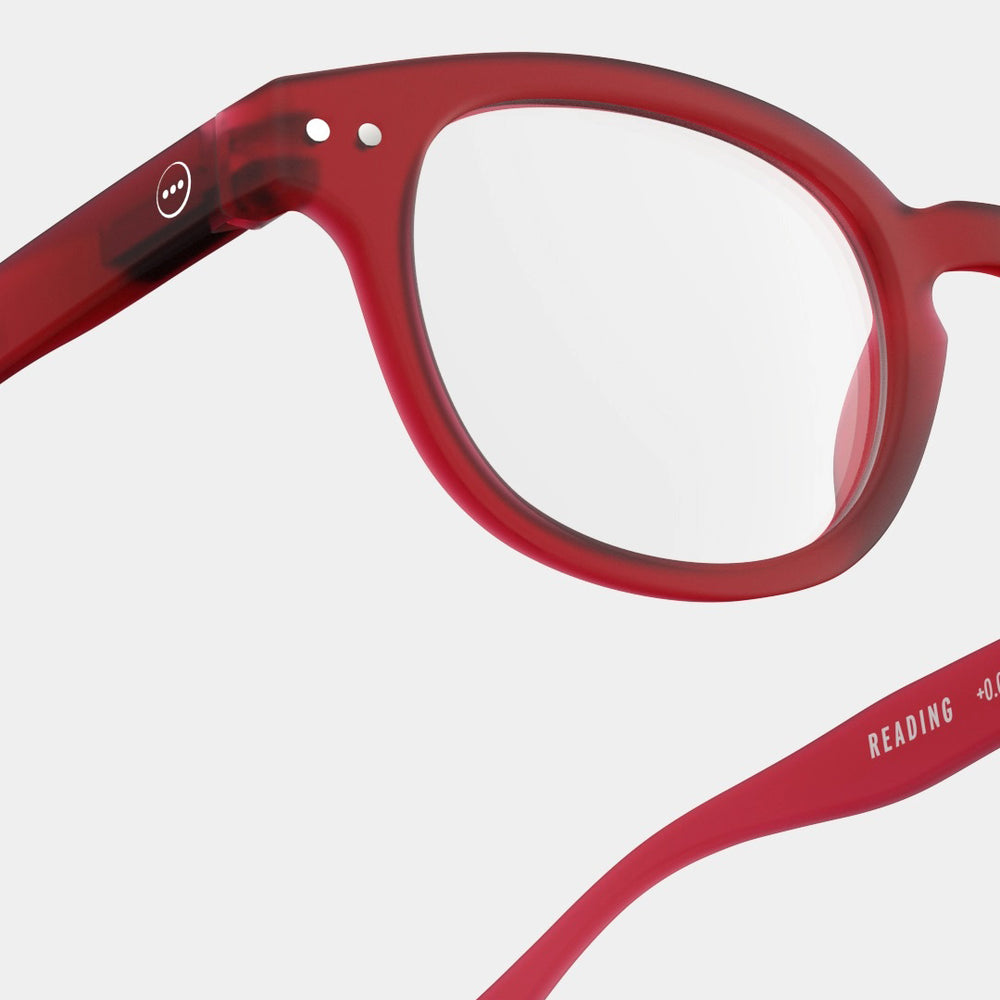 Reading Glasses +2 Square in Rosy Red Style C