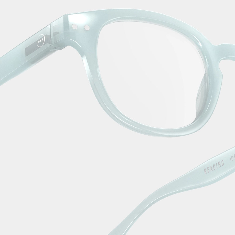 Reading Glasses +1 Square in Misty Blue Style C