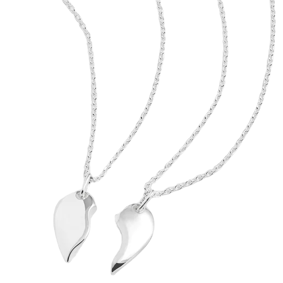 Bff Heart Necklace Set | Silver Plated | 2 Piece