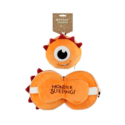 Puckator - Eye Mask | Relaxeazzz Orange Monster Travel Pillow And Eye Mask