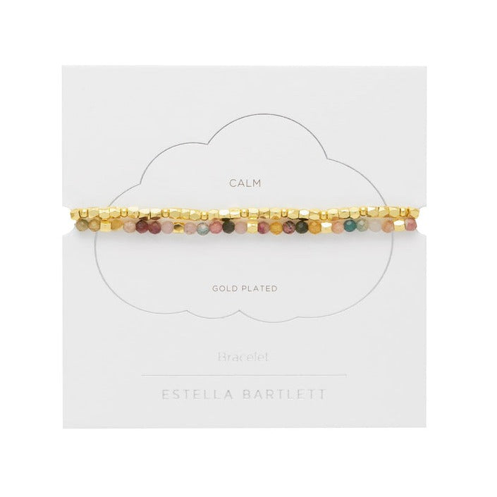 Estella Bartlett - Bracelet | Coco & Tourmaline Gemstone Bead Bracelet Set - 2 Pack | Gold Plated