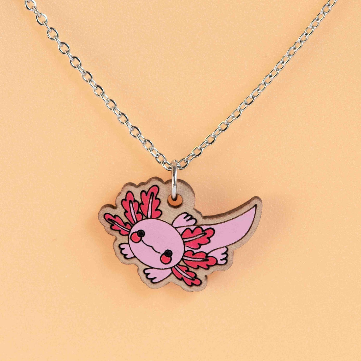 Robin Valley Axolotl Necklace - Wooden Jewellery Gift