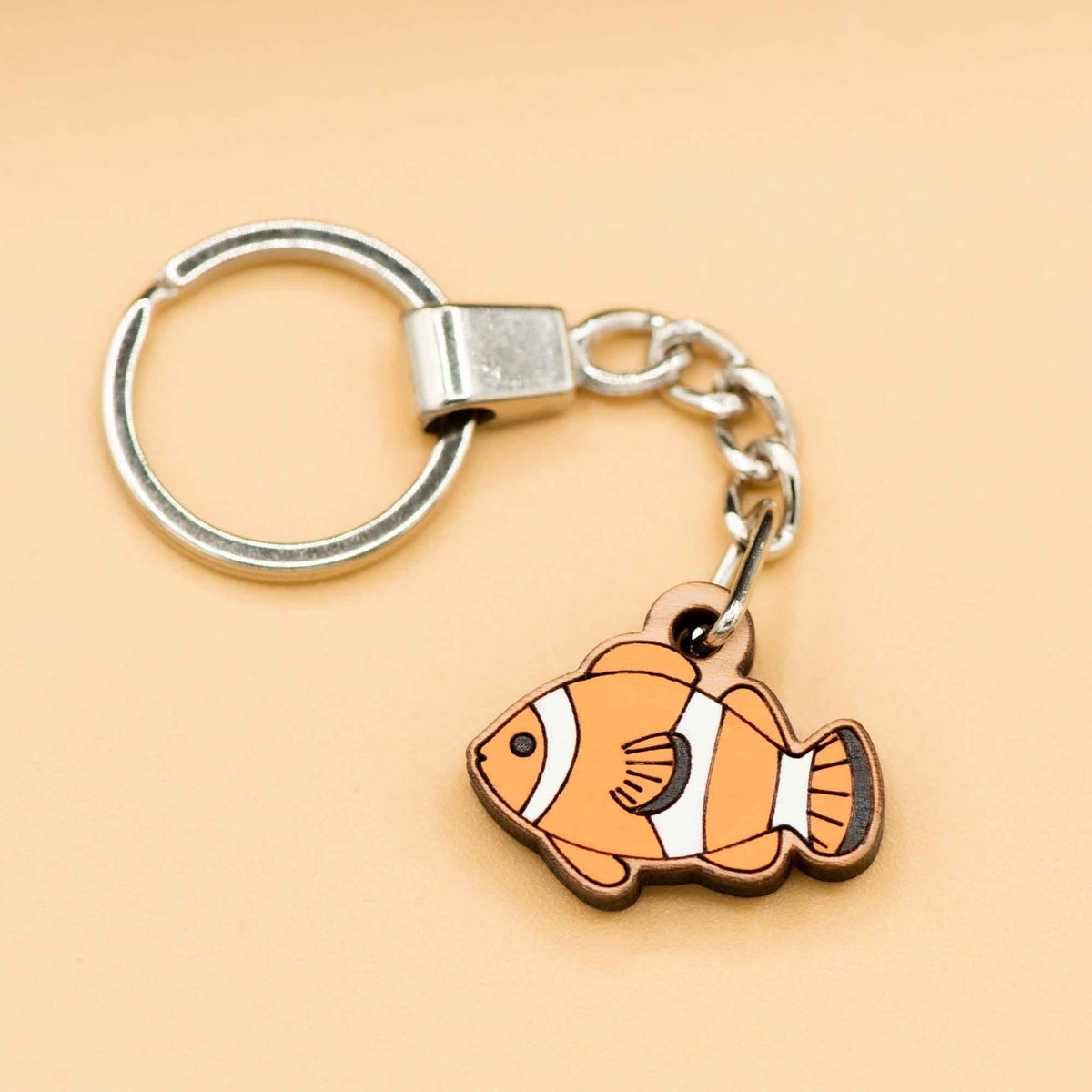 Robin Valley Clownfish Keyring - Wooden Keyring Gift