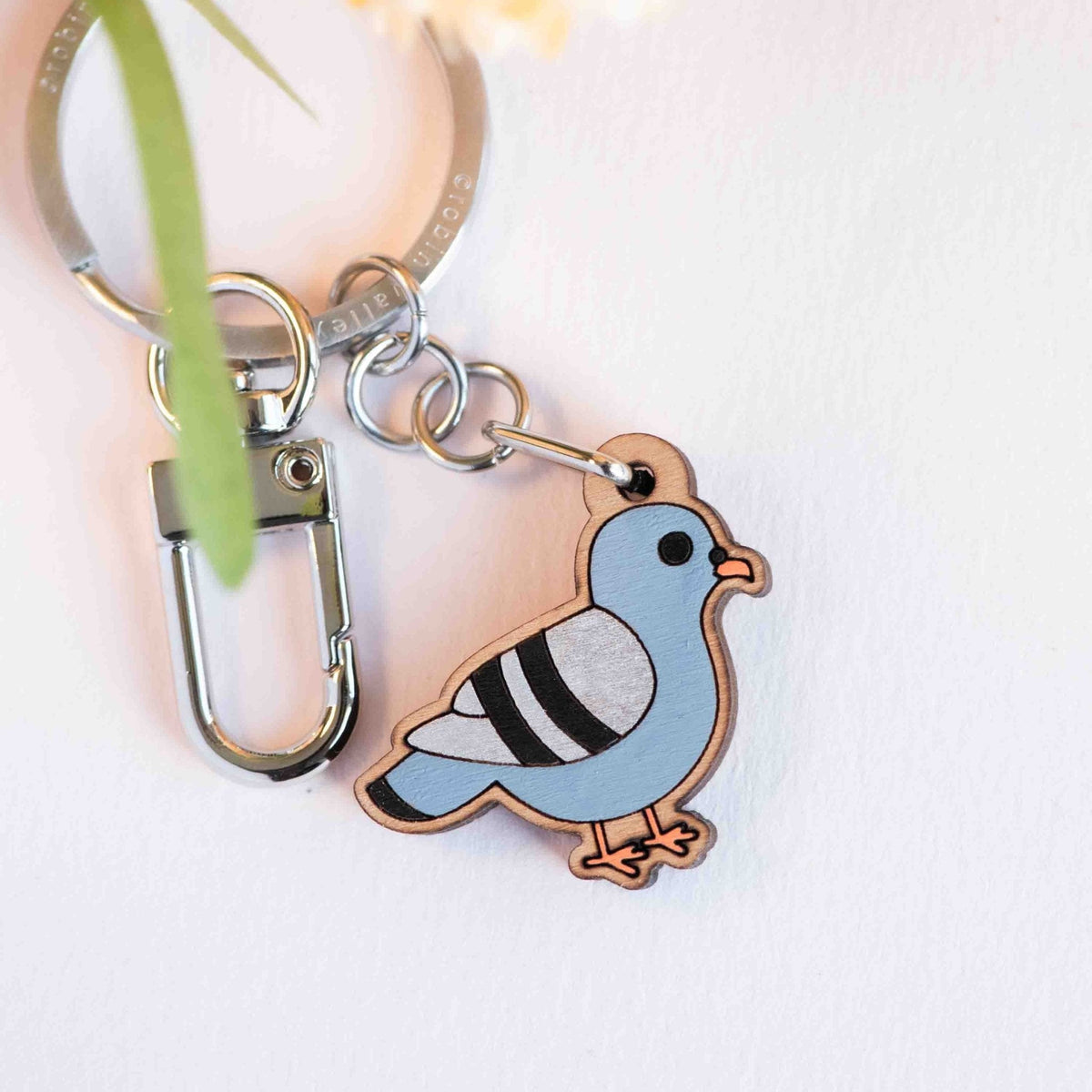 Robin Valley Pigeon Keyring - Wooden Keyring Gift