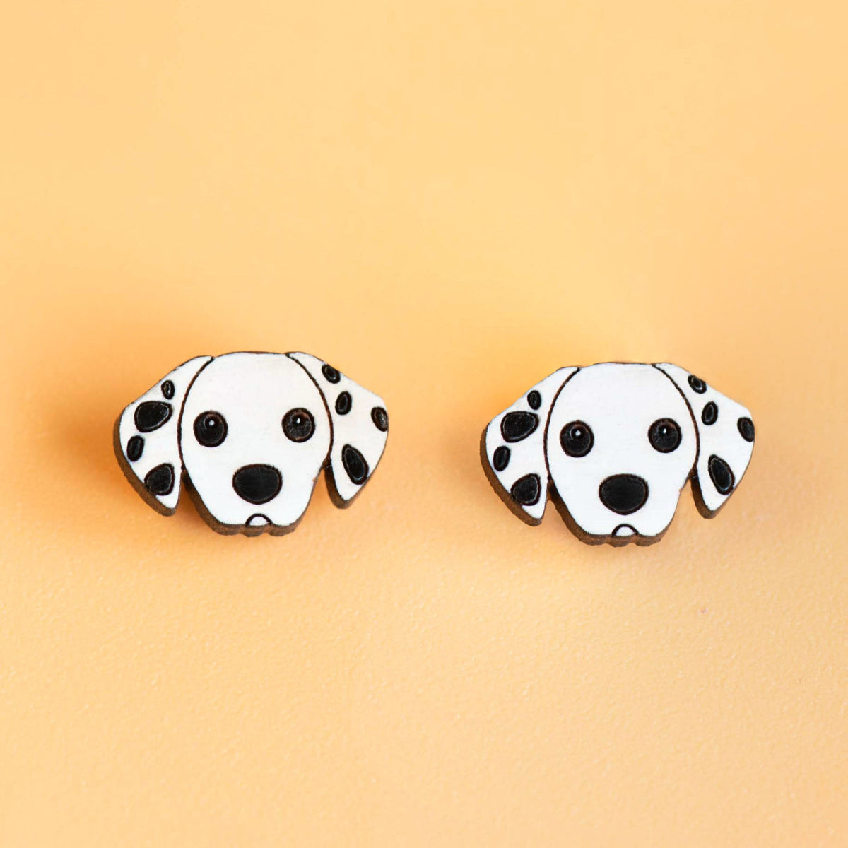 Robin Valley Dalmatian Stud Earrings - Wooden Jewellery Gift