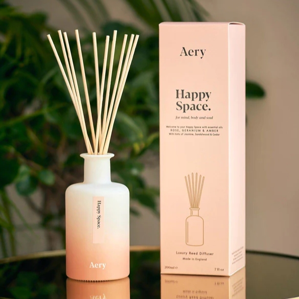 Aery Living - Diffuser | Happy Space Reed Diffuser | Rose Geranium & Amber