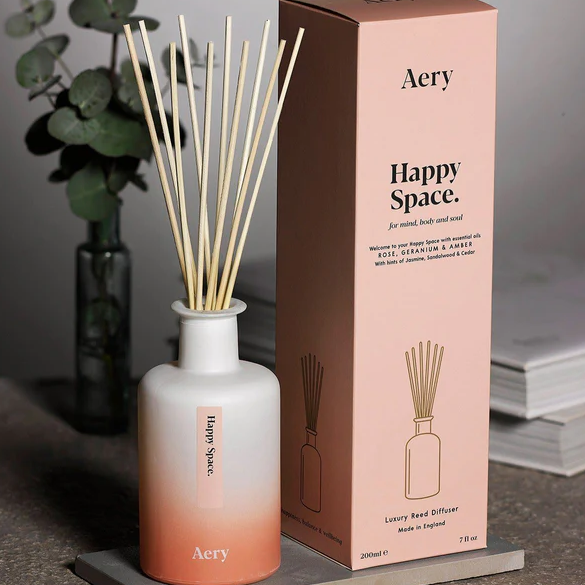 Aery Living - Diffuser | Happy Space Reed Diffuser | Rose Geranium & Amber