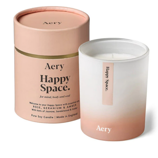 Aery Living - Candles | Happy Space Scented Candle | Rose Geranium & Amber
