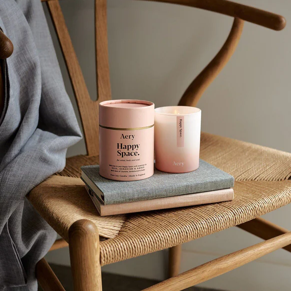 Aery Living - Candles | Happy Space Scented Candle | Rose Geranium & Amber