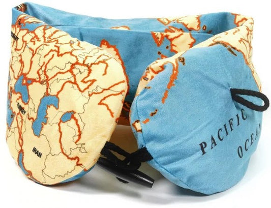 Kikkerland - Pillow | Inflatable Map Neck Pillow With A Map