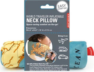 Kikkerland - Pillow | Inflatable Map Neck Pillow With A Map