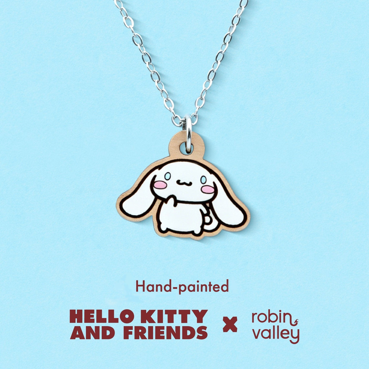 Robin Valley Officially Licensed Cinnamoroll Floppy Ears Necklace - Wooden Jewellery Gift