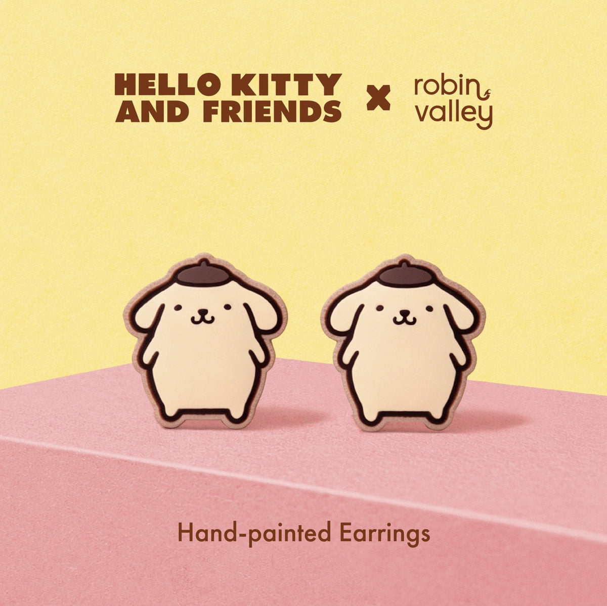 Robin Valley Officially Licensed Standing Pompompurin Stud Earrings - Sanrio Jewellery Gift