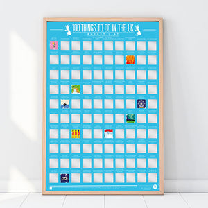 100 Things to do in the UK Bucket List Scratch Poster