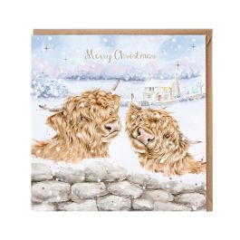 Wrendale Designs Christmas Card - Deck the Horns Highland Cow