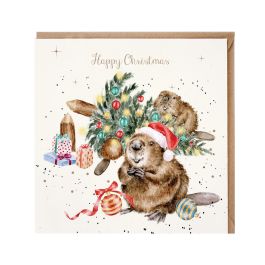 Wrendale Designs Christmas Card - Underneath the Christmas Tree Beaver