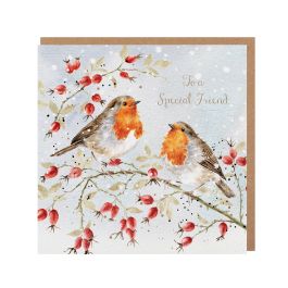 Wrendale Designs Christmas Card - Feathers and Friendship Robin