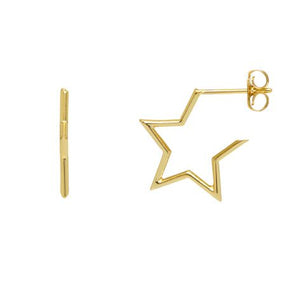 Earrings Open Star Hoop Gold Plated